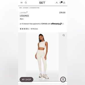 Set Active LuxForm blanc Leggings Small